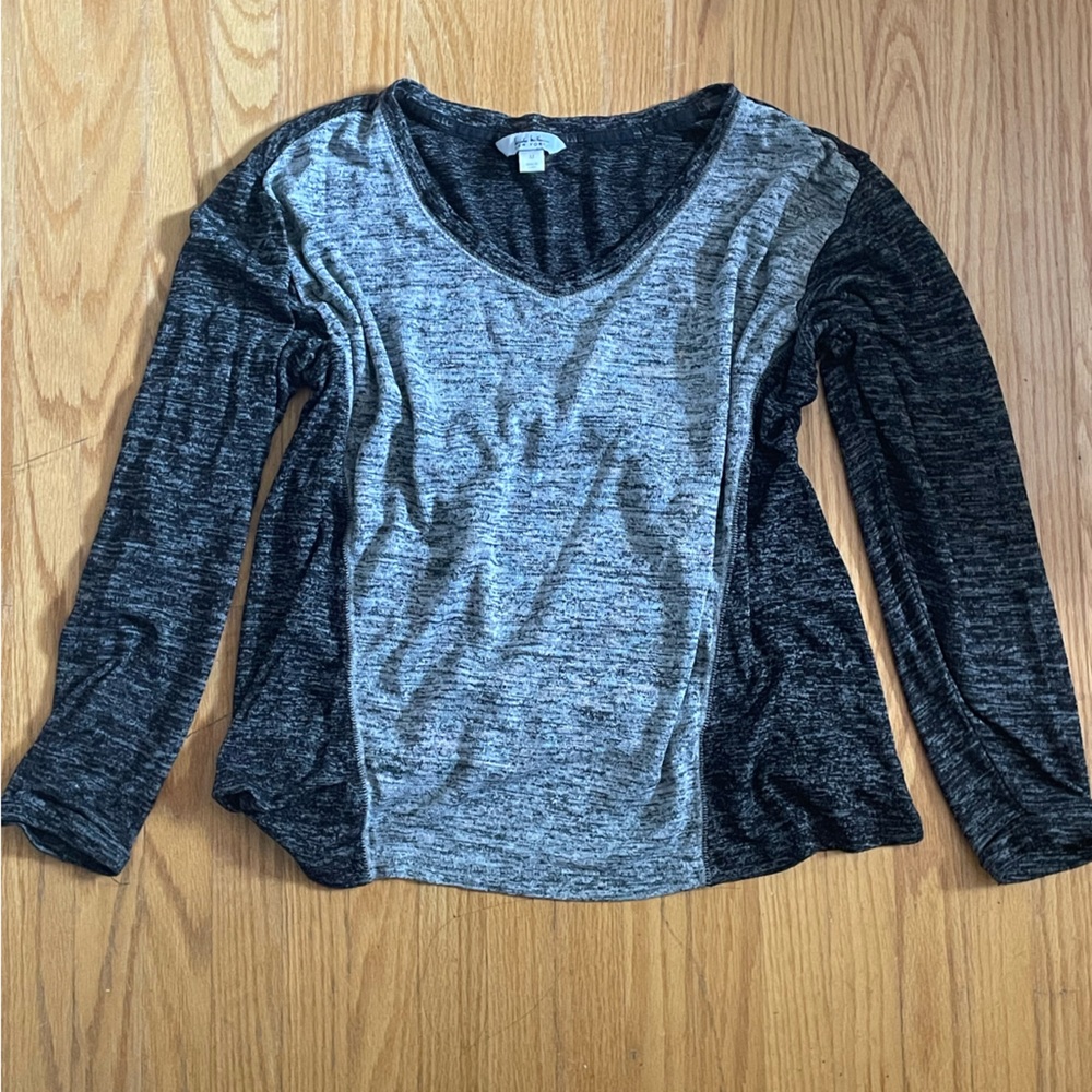 NICOLE MILLER NY Gray and Black Long Sleeve Top